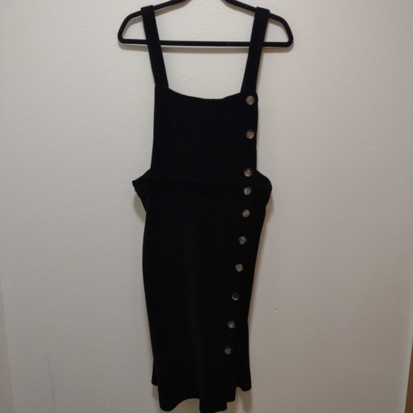 easel Dresses Easel Black Corduroy Overall Midi Dress New Large